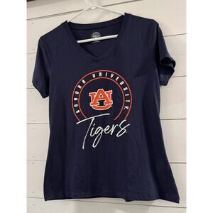 Women's Auburn University Tigers V Neck Tee Shirt, Dark Blue, Size M